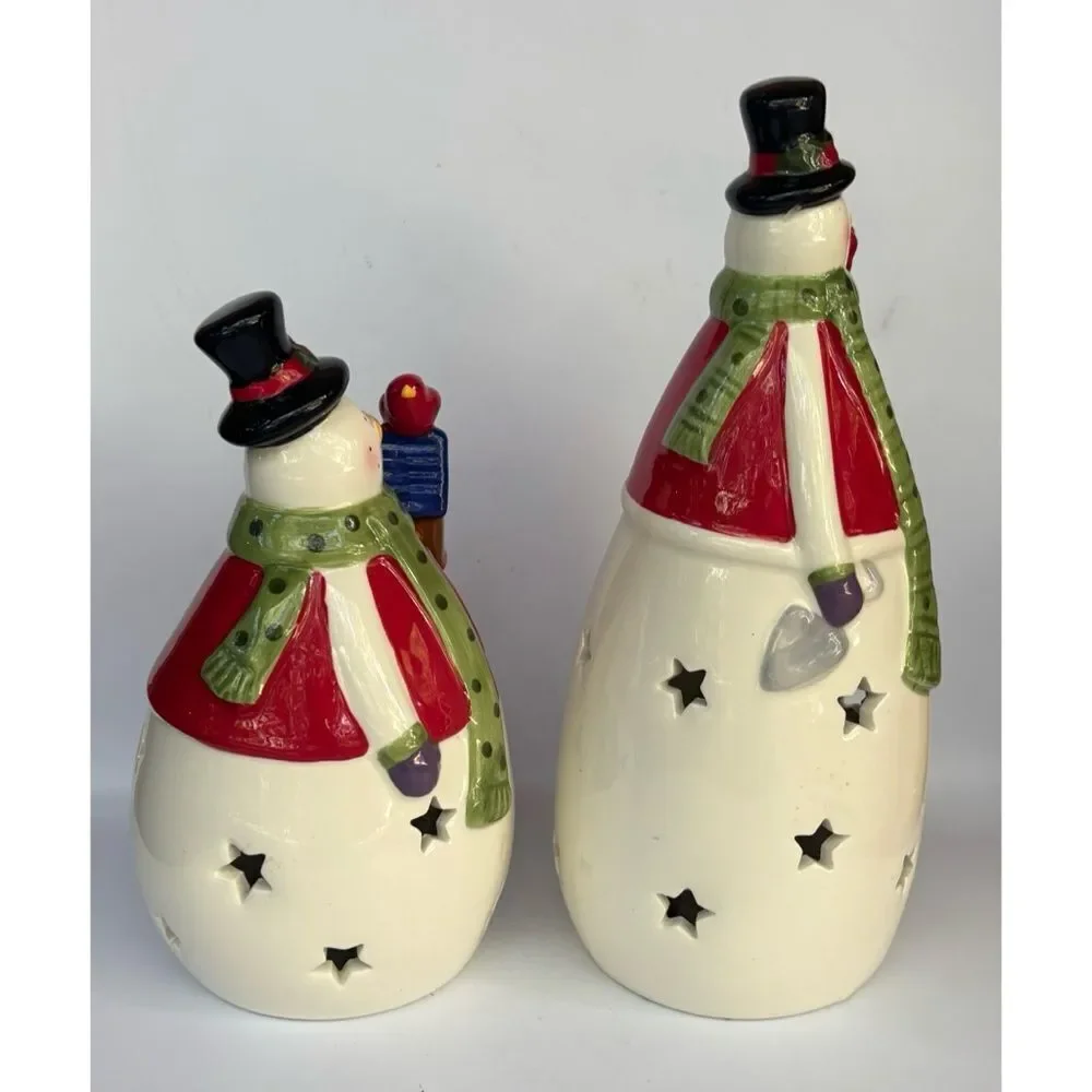 Vintage Costco Set of 2 Snowmen with Color Changing Led Lights